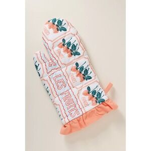 Anthropologie Elle Oven Mitt Les Fruits Peach Strawberries Quilted New!‎ Sealed